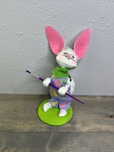 Annalee Doll Easter Bunny Rabbit With Paintbrush Large Fluffy Tail  2013... - $19.79