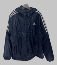 Adidas Men’s Navy Blue White Stripe Primegreen Puffer Jacket Coat Nice! ... - £42.16 GBP