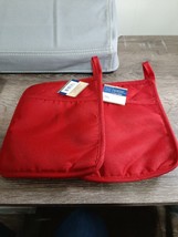 (2) Kitchen Cotton/Neoprene Pot Holders 9” X 7” with Hand Pocket, Red an... - $16.71