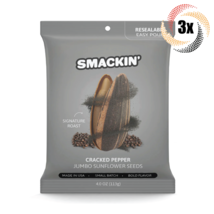 3x Bags Smackin&#39; Cracked Pepper Flavor Jumbo Sunflower Seeds | 4oz | Sma... - $19.22