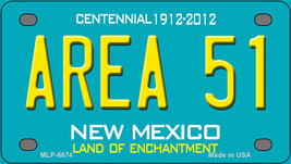 Area 51 New Mexico Teal Novelty Mini Metal License Plate Tag - $14.95