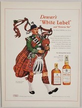 1951 Print Ad Dewar&#39;s White Label Scotch Whiskey Bagpiper Clan Stewart Tartan - £11.46 GBP