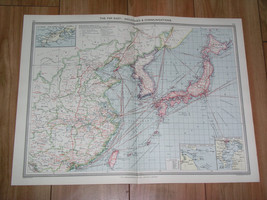 1908 Antique Map Of China Japan Korea Industry Transportation Ship Routes - £25.69 GBP