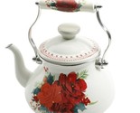 Pioneer Woman ~ CHEERFUL ROSE ~ 1.9-Quart Tea Kettle ~ Enamel on Steel ~... - $59.84
