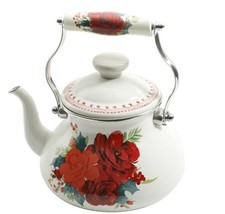 Pioneer Woman ~ CHEERFUL ROSE ~ 1.9-Quart Tea Kettle ~ Enamel on Steel ~... - £47.83 GBP