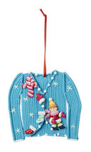 Kurt S. Adler Claydough &quot;Ugly Christmas Sweater&quot; Teal w/SNOWFLAKES Xmas Ornament - £7.12 GBP