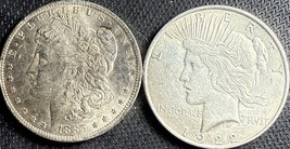 1885 O MORGAN SILVER DOLLAR*KEY DATE*AND A SECOND YEAR1922 SILVER PEACE ... - $1,489.97 MXN