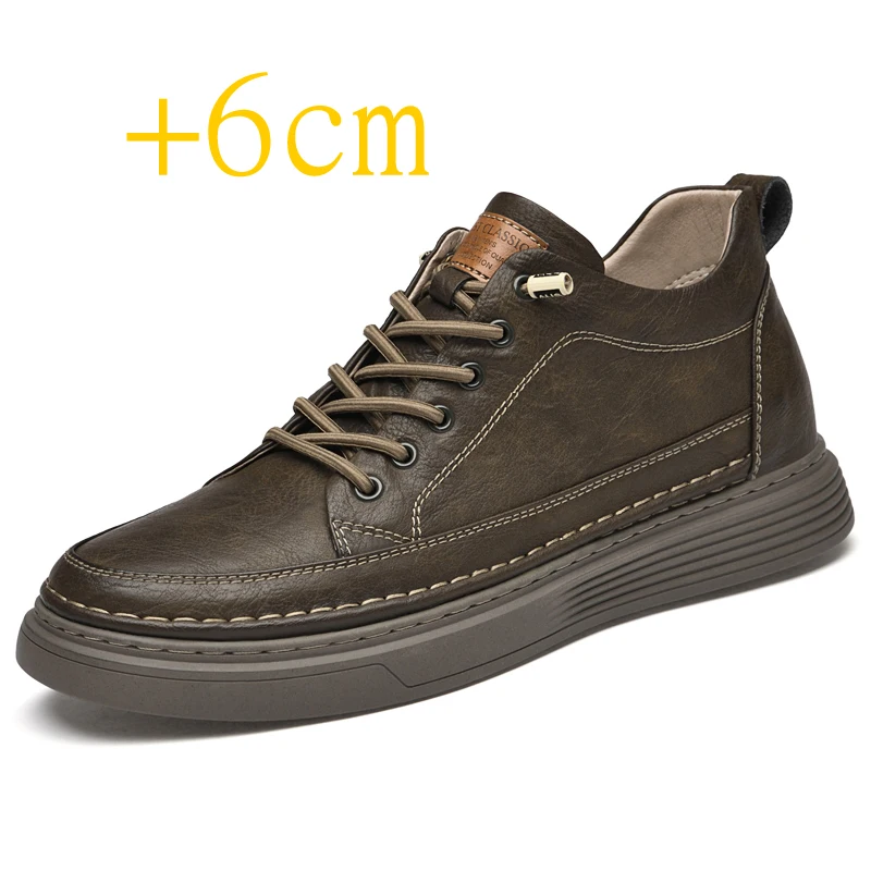 Genuine Leather Heightening Shoes Elevator Shoes Height Increase Shoes M... - £71.38 GBP