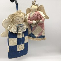 Vintage Patchwork Rag Doll Primitive Country Angel Christmas Tree Toppers - £14.80 GBP