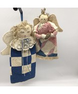 Vintage Patchwork Rag Doll Primitive Country Angel Christmas Tree Toppers - £14.74 GBP