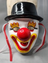 Davar Clown Mask Porcelain Ceramic Hangable Ribbons Happy Big Red Nose - £22.95 GBP