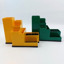 Vintage 1970s Plastic Desk Organizers – Green and Yellow Modular Storage - £39.70 GBP