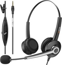 Headset with Microphone for PC Wired Headphones 3.5mm Headsets with Noise Cancel - £46.93 GBP