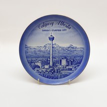 Collecter Plate Calgary Alberta Canada Stampede City Souvenir Blue Vinta... - $19.77