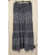 Women's A Line Maxi Skirt Boho Floral Print Elastic Waist Tiered Drawstring Long - $22.76