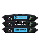 DUDE Wipes - Flushable Wipes - 3 Pack 144 Wipes - Unscented Extra-Large ... - £10.31 GBP