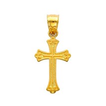 Genuine 14k Yellow Gold Unisex Small Flat Ornate Religious Cross 0.70&quot; P... - $2,083.20 MXN