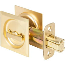 Square Pocket Door Lock w/2-3/8&quot; Latch, Satin Brass - Stone Harbor 815-4 - $36.62