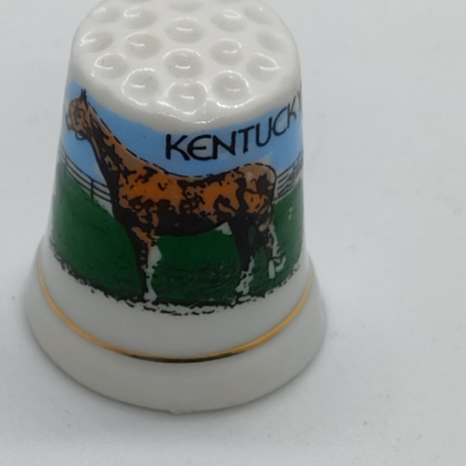 Thimble Horses Porcelain Kentucky Vintage Decorative - $6.98