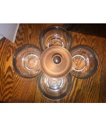 Vintage Royal Lancer Genuine Walnut Revolving Lazy Susan W/4 Glass Bowls... - £78.91 GBP