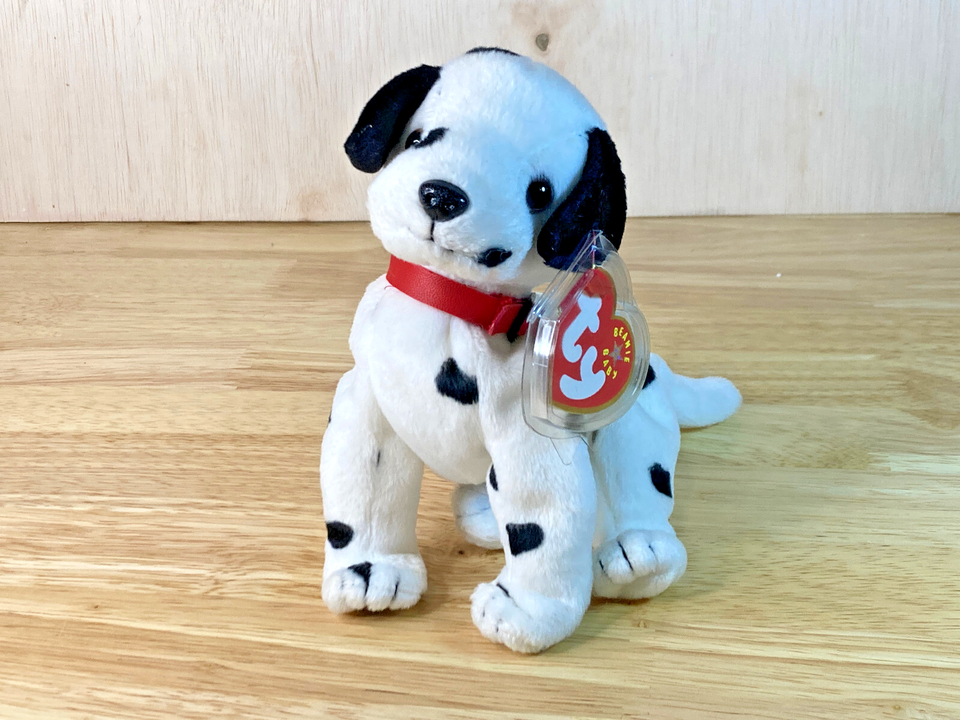 Dizzy the Dalmatian – Black Ears, Black Spots, White Tail  - Ty Beanie Baby - $7.87