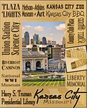 Kansas City Missouri Landmarks Laser Engraved Wood Picture Frame Portrait 8x10 - £42.48 GBP