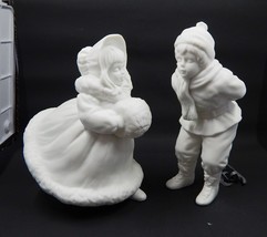 DEPT 56 Winter Silhouette Skating Children White Porcelain Pewter Skates... - $39.99