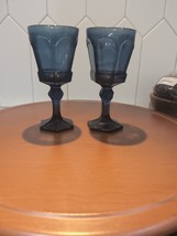Fostoria Virginia Dark Blue Wine Goblet Set, 6&quot; Tall, 6 Oz, Vintage Stem... - $14.85