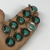 87g, 10pcs, Turkmen Coins Jeweled Synthetic Turquoise Tribal @Afghanista... - £7.86 GBP