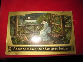 Vintage Colored Postcard Absence makes the Heart grow Fonder - Germany - £6.69 GBP