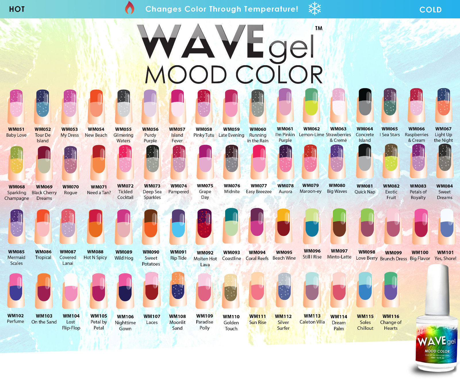WAVEGEL MOOD Change Wave Gel Nail Polish color WM051 - WM128  M&amp;G01 - M&amp;G06 - $9.99+