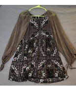 Free People Dress Oksana Print Mosaic Brown Neutral XS 0 Flare Skirt Empire - $40.63 CAD