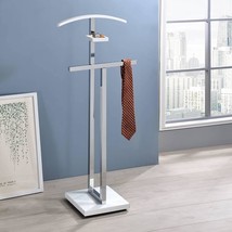 Kings Brand Furniture - Vaccaro Metal &amp; Wood Suit Valet Stand, Clothes Rack, Whi - £89.81 GBP