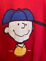 Vintage PEANUTS Charlie Brown Red Lee T-Shirt Baseball Shultz Artex Sportswear - £18.58 GBP