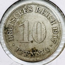 1907 D German Empire 10 Pfennig Coin - $56.26 MXN
