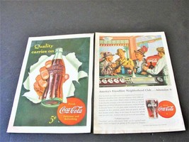 1942/1946- Coca-Cola Quality cares on. Drink Coca-Cola- Set of 2 Magazin... - $9.85