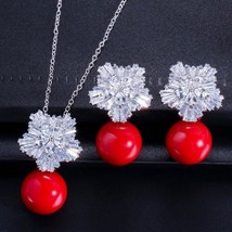 CWWZircons Top Quality Silver Color AAA+ Cubic Zirconia Flower Women Big  Neckla - £26.95 GBP