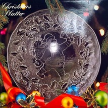 *RARE* Vintage Christmas Santa Glass Serving Plate Holiday Dining Platter - $34.65