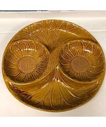 Vtg 13&quot; orange Brown Floral Divided Round Tray Chips &amp; Dip California Po... - $984.91 MXN