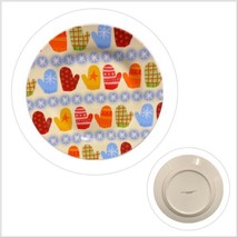 Boston Warehouse MITTENS 4 Salad Plates Holiday Snowflakes Dessert Dishes In Box - £22.89 GBP