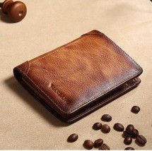 Vintage High Quality Real Genuine Leather Men Wallet Small Mini Card Holder Male - £61.47 GBP