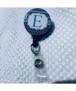 Chevron Trellis “E Initial” Retractable Badge Reel clip Swivel Holder NEW - $11.11