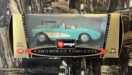 New Bburago Teal 1957 Chevrolet Corvette Convertible 1:24 Bijoux Collection New! - £32.04 GBP