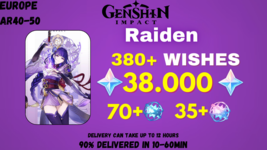 Genshin Impact | Raiden, 38000 GEMS, 380 WISHES | EUROPE-show original t... - £28.67 GBP