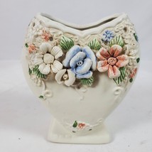 Vintage Handcrafted Cloisonne Ceramic Vase 4.5 Inch Tall Floral - £20.76 GBP