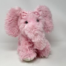 Aurora Pink Elephant Plush Animal Toy 9 Inch Fixed Pink Satin Bow Stuffed Animal - £10.83 GBP