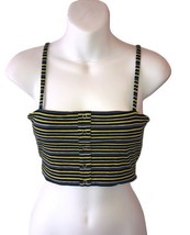 NWT Olivaceous Striped Ribbed Knit Crop Top in Green and Yellow Size Small - £13.14 GBP