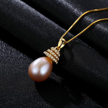 S925 Sterling Silver Necklace Women Freshwater Pearl Fashion Pearl Pendant Neckl - £20.42 GBP