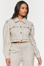 Forever 21 Boucle Cropped Trucker Jacket Size Small New W Tag - £41.77 GBP