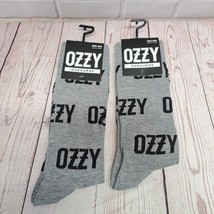 2 Pair OZZY OSBOURNE Men&#39;s Crew Socks black / gray one size (7-12) Black... - $12.34